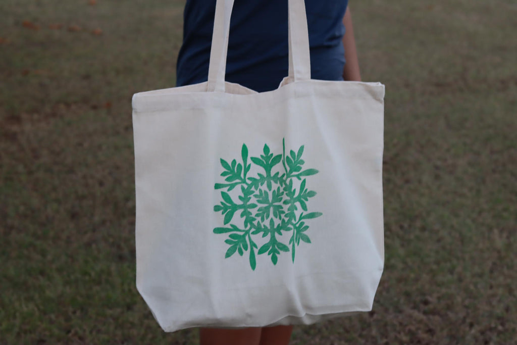Maile Hawaiian Quilt Canvas Tote Bag